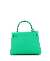 Pre-Owned HERMES Kelly 28 Handbag Green Evercolor with Gold Hardware