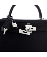 Pre-Owned HERMES Kelly 28 Handbag Black Epsom with Palladium Hardware