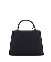 Pre-Owned HERMES Kelly 28 Handbag Black Epsom with Palladium Hardware