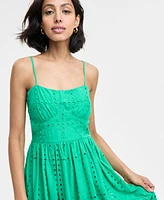 Juniors' Eyelet Square-Neck Strappy Midi Dress, Created for Macy's