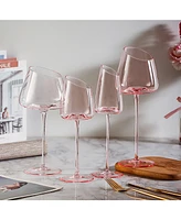 Ventray Home French Style Pink Crystal Burgundy Wine Glasses, Lead-Free Premium Champagne Glasses