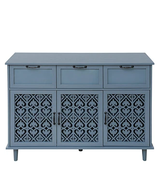 Vintage Storage Cabinet with Drawers and Hollow Doors Sideboard Buffet Cabinet Accent Cabinet for Living Room