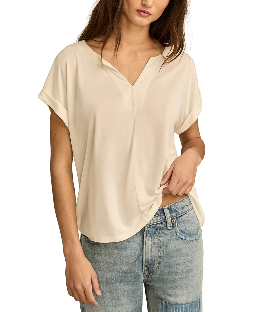 Lucky Brand Women's Sandwash Notch-Neck T-Shirt