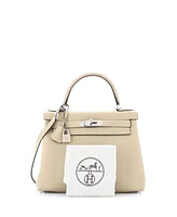 Pre-Owned HERMES Kelly 28 Handbag Light Togo with Palladium Hardware