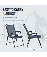 Trappers Peak 3-Piece Folding Outdoor Patio Chairs and Table, Blue