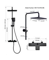 Thermostatic rain shower faucet Exposed Wall Mount Handheld Shower Set, Matte Black