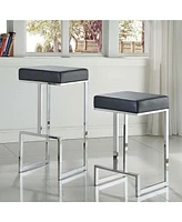 Lovmor Black and Chrome Upholstered Counter Height Stool