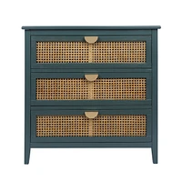 3 Drawer Storage Cabinet Rattan Dressers Chest of Drawers Entryway Cabinet Bedside Table Dresser for Bedroom Living Room