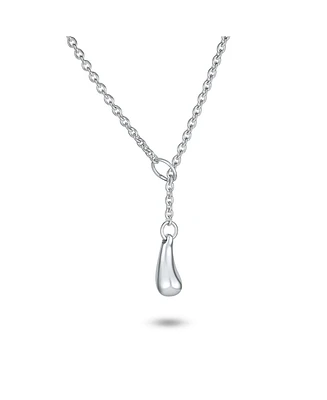 Bling Jewelry Trendy Teardrop Pear Shape Lariat Pendant Y Necklace For Women For Sterling Silver