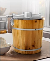 Elite Cuisine 4 Quart Old Fashioned Pine Bucket Electric/Manual Ice Cream Maker
