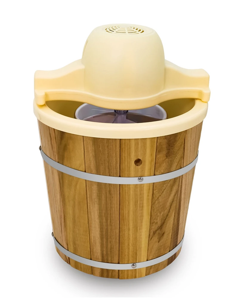 Elite Cuisine 4 Quart Old Fashioned Pine Bucket Electric Ice Cream Maker
