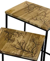 StyleCraft Home Collection 2-Pc. Wood Winter Rectangular Side Table