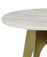 StyleCraft Home Collection 14" Marble Round Transitional Morchina Stone Side Table