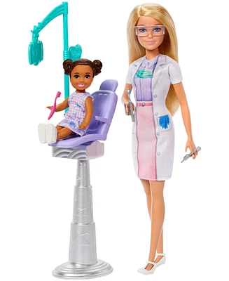 Barbie Dentist Doll with Blonde Fashion Doll, 1 Kid Doll, Medical Doctor Furniture & Accessories