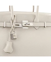 Pre-Owned HERMES Birkin 30 Handbag Light Clemence with Palladium Hardware