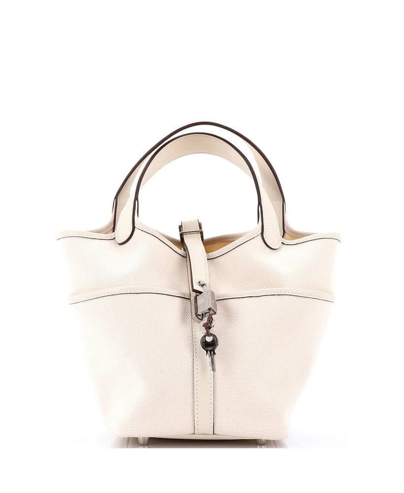 Pre-Owned HERMES Pm Cargo Picotin Lock Bag Canvas and Swift
