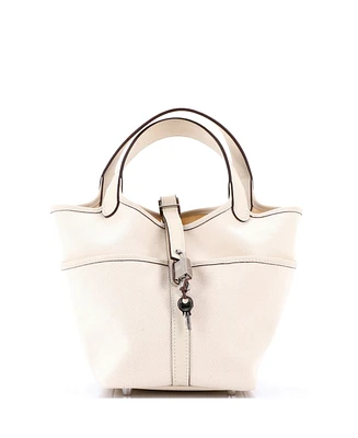 Pre-Owned HERMES Pm Cargo Picotin Lock Bag Canvas and Swift