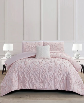 Rachel Roy Jacquard Puckered Botanical -Pc. Comforter Set
