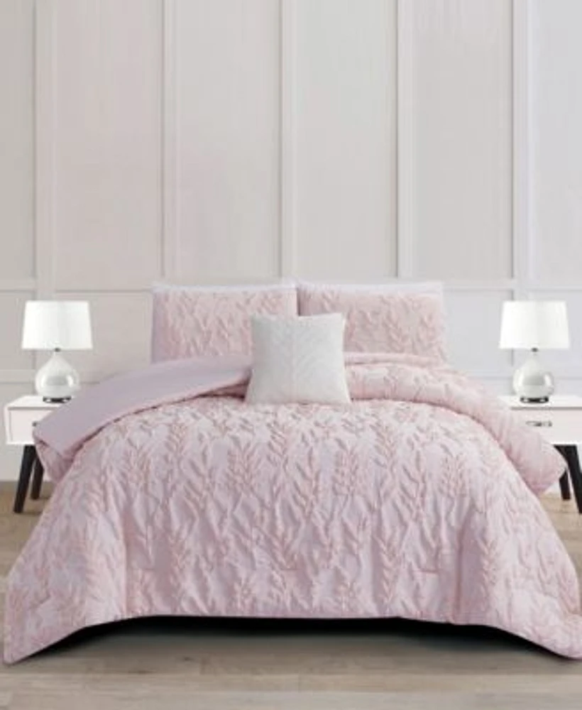 Rachel Roy Jacquard Puckered Botanical Comforter Sets