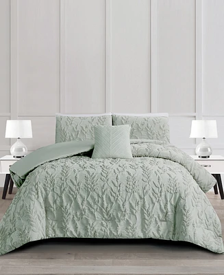 Rachel Roy Jacquard Puckered Botanical 3-Pc. Comforter Set, Twin
