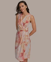 Donna Karan New York Women's Sleeveless Faux-Wrap Dress