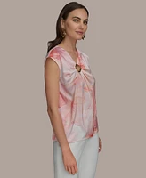 Donna Karan New York Women's Printed V-Neck Blouse