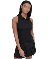 Dkny Sport Women's Court Pique Knit Racerback Polo Tank Top