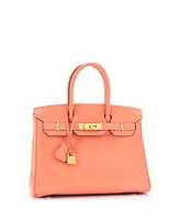 Pre-Owned Hermes Birkin 30 Handbag Pink Clemence with Gold Hardware
