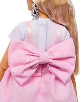 Barbie Deluxe Style Doll 3 in Pastel Pink Barbiecore Dress with Oversized Bow, Blond Hair