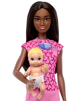 Barbie Baby Doctor Doll with Brunette Fashion Doll, 1 Baby Doll, Furniture & Accessories