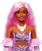 Barbie Deluxe Style Doll 1 in Glossy Pink Barbiecore Dress with Velvet Gloves, Pink Hair