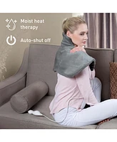 Ultimate Cozy Comfort & Relaxation Bundle – Heated Blanket, Neck & Shoulder Heating Pad, and Massaging Wrap