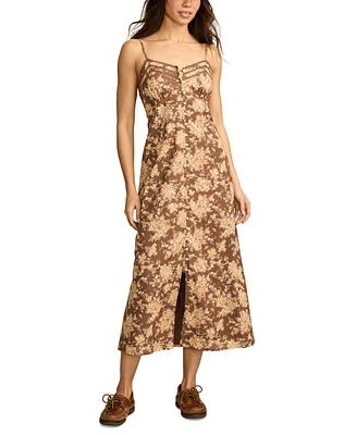 Lucky Brand Women's Floral-Print Lace-Trim Slip Dress