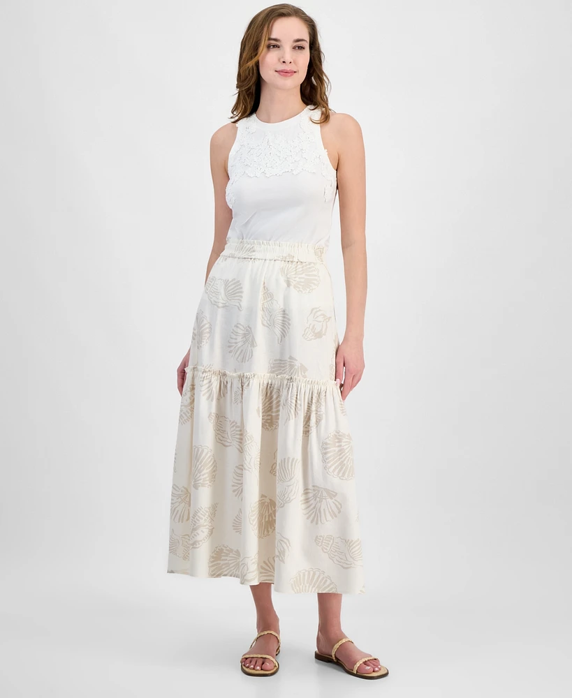 Jones New York Women's Printed Tiered Maxi Skirt