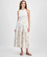 Jones New York Women's Printed Tiered Maxi Skirt