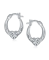 Bling Jewelry Delicate Bff Love Heart Hoop Huggie Earrings Sterling Silver 0.5 Inch