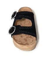 Minnetonka Women's Georgine Classic Suede Buckle Slide Sandals
