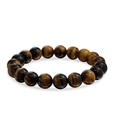 Bling Jewelry Set of 3 Hamsa Hand Natural Tiger Eye and Onyx Bead Stretch Bracelet Gold Plated