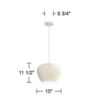 Cavelli 15" Mid Century Modern Pendant Ceiling Light Fixture Dining Room Over Table Kitchen Island Foyer Swirl Hanging Flower White Hallway Entryway L