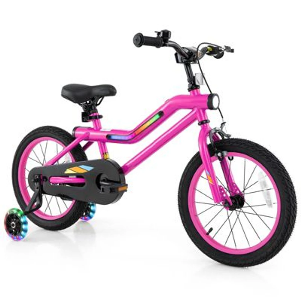 Led Lighted Kids Bike with Training Wheels Headlight Ideal for Safe Riding for Ages 4-7 Years