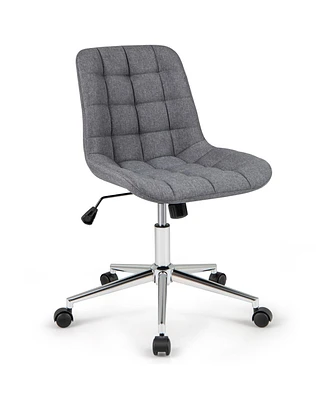 Teddy Fleece Armless Office Chair Cozy and Comfortable Desk for Home or Use