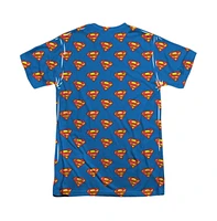 Superman Mens Super All Over Short Sleeve Adult Poly Crew Tee / T-Shirt