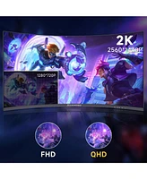 XGaming 27 Inch Qhd Gaming Monitor 165Hz Curved Computer Monitor,16:9 Wide Hdr Pc Monitor 2K Display 2560 x 1440p FreeSync 1ms Response,Eye Care Curve
