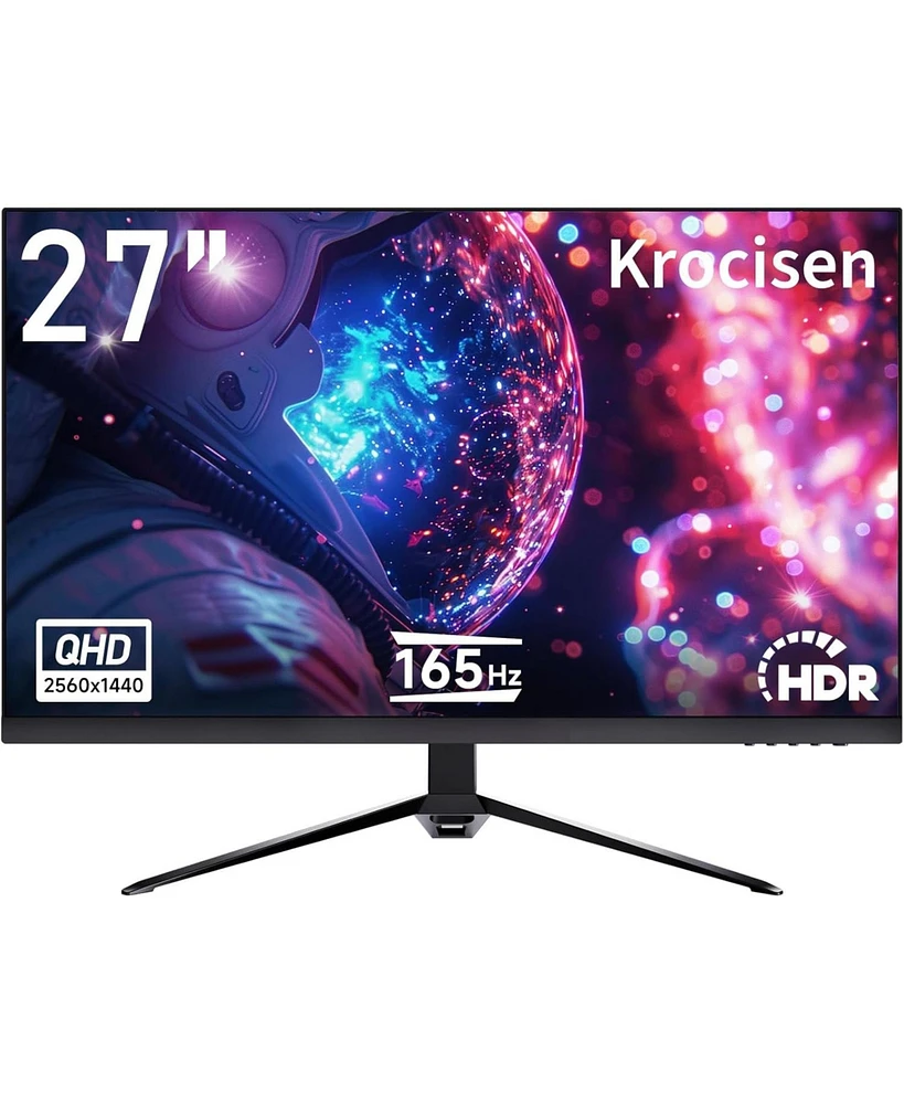 XGaming 27 inch Gaming Monitor, Qhd 2560 1440p, 144Hz/165Hz 99% sRGB, Frameless Ips Screen, 1ms, FreeSync, Hdmi DisplayPort, Monitor with Built-in Spe