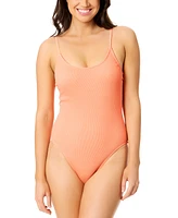 Salt + Cove Juniors' Ribbed Metallic One-Piece Swimsuit, Exclusively at Macy's
