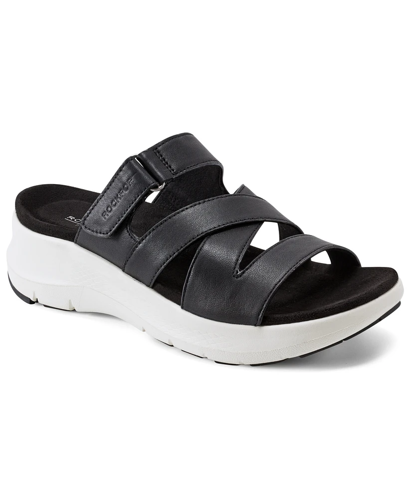 Rockport Women's Qwyn Slip-On Strappy Casual Wedge Sandals