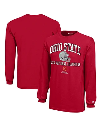 Champion Big Boys and Girls Scarlet Ohio State Buckeyes College Football Playoff 2024 National Champions Long Sleeve T-Shirt