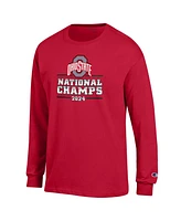 Champion Men's Scarlet Ohio State Buckeyes College Football Playoff 2024 National Champions Long Sleeve T-Shirt