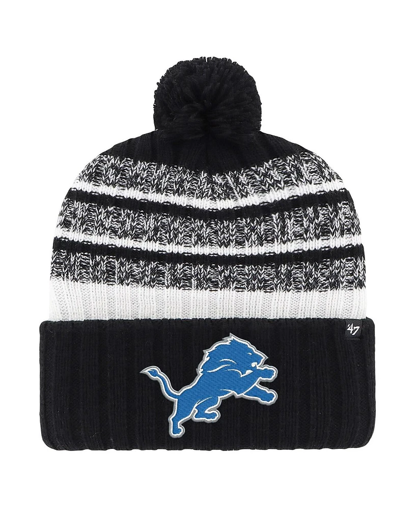 '47 Brand Men's Black Detroit Lions Tavern Cuffed Knit Hat with Pom