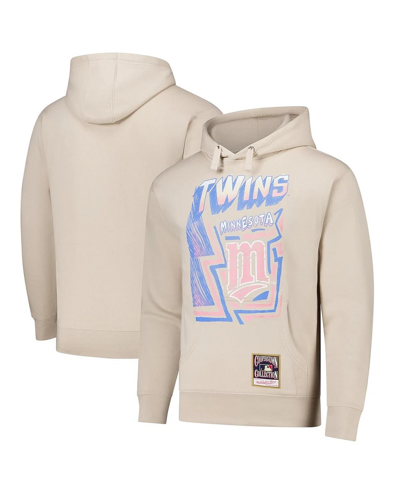 Mitchell & Ness Men's Cream Minnesota Twins Sidewalk Sketch Pullover Hoodie